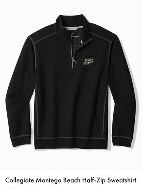 Tommy Bahama Purdue Boilermakers Patch Collegiate Montego Black Sweatshirt  XL